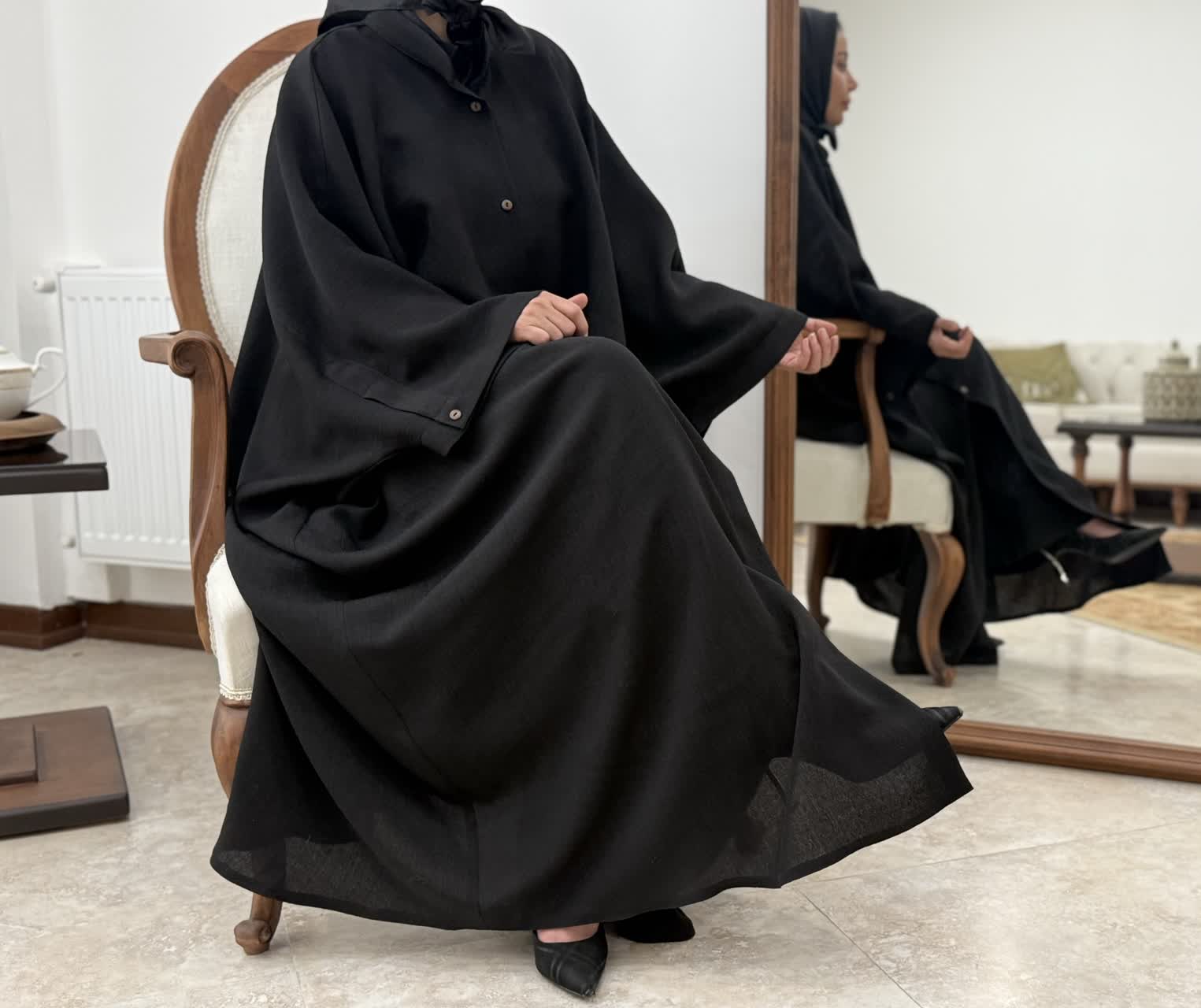 عبای یقه دیپلمات جلو دکمه دار تابستانی